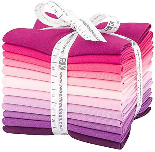 Robert Kaufman Kona Cotton Solids Wildberry Fat Quarter Bundle 12 vorgeschnittene Baumwollstoffe Quilting FQs Sortiment FQ-1377-12