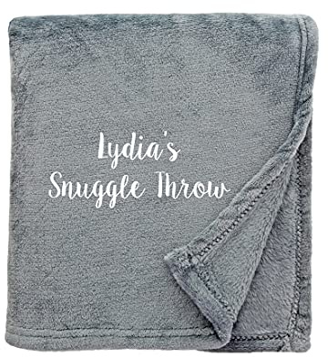 aztex Personalised Fleece Blanket/Throw, Customised with a name or message of your choice, Shimmering Silver