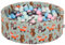 KiddyMoon Rund Bällebad Bällepool 90X30cm/200 Bälle ∅ 7Cm Ballgruben Mit Bunten Bällen Für Babys Spielbad Kleinkinder, Hergestellt In Der EU, Füchse-Grün:Perle/Rosa/Babyblau/Mint/Silbern