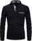 STTLZMC Mens Long Sleeve Polo Shirts Plaid Collar Basic Casual T-Shirt #23 Black XXL