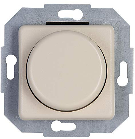 Kopp Europa creme-weiß, Universal-Dimmer mit Druck-Wechsel-Schalter für LED, Phasenan- und Phasenabschnitt, LED 3-100 Watt, Glühlampen 10-250 Watt, 846301084