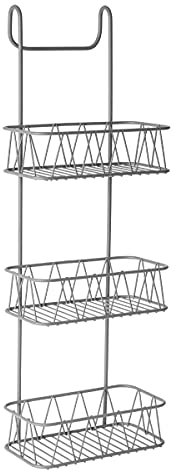 HOMION Over Shower door Screen Caddy Hanging Bathroom Organiser Shower Rack Storage Tidy (3 Tier Grey)