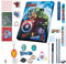 Marvel Spiderman Adventskalender 2025 Kinder Teenager mit Schule Zubehör Bleistifte Schlüsselanhänger Stempel Spielzeug Geschenk Idee (Avengers Mehrfarbig)