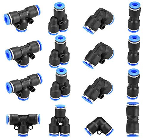 KLYNGTSK 40 Stück Pneumatische Armaturen Steckverbinder Air Push Schnellkupplung Verbinder 6mm Rohrverschraubung Pneumatische Anschlüsse Push in Fitting Steckverbinder für Druckluftwerkzeuge, 4 Type
