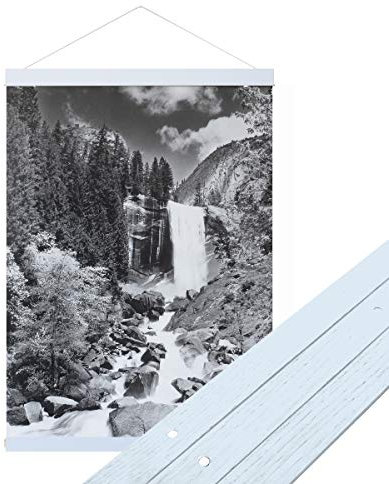 Urhome magnetische Posterleiste aus Holz für Bilder in Weiß, 51 cm Posterschiene Bilderrahmen für Wandbilder Poster Fotos Bilderleiste
