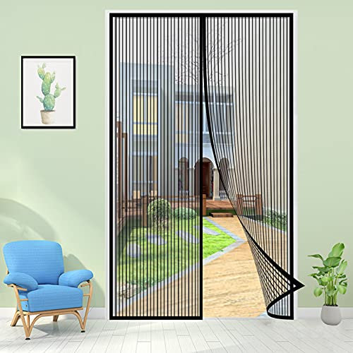 Zanzariera Magnetica per Porte, Chiusura Automatica Anti Zanzare Insetti Rete, Facile da Installare per Porte Finestre Balcone Soggiorno-Black-B|| 70x200cm(27x78inch)
