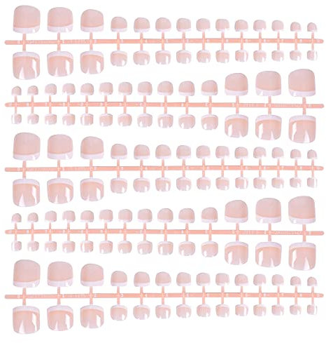 140pcs Faux Ongles d'orteil, Faux Ongles Pieds Court, French Pieds Ongles Couverture Complète Nail Art Tip pour Femme Fille DIY Manucure, 14 Tailles (A)