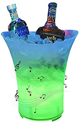 Seau Champagne LED Seau à Glace Coloré Avec Haut-parleur et Bluetooth, 5L Seau à Champagne Lumineux pour Bar Party - Batterie au lithium 1200MA Intégrée