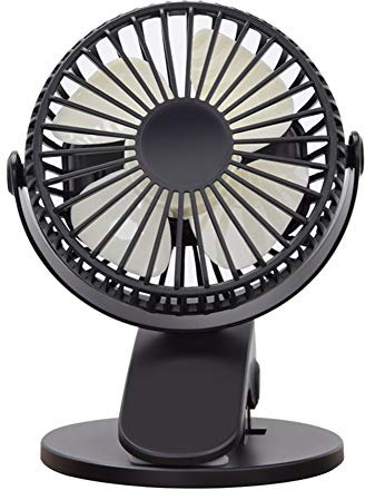 TOTMOX Ventiladores de refrigeración para coche - Mini ventilador portátil de 360 ° para verano con clip para coche para oficina en casa, recargable por USB - Negro