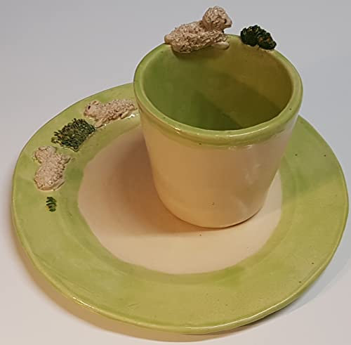 Kindergeschirr Schäfchen Teller Becher