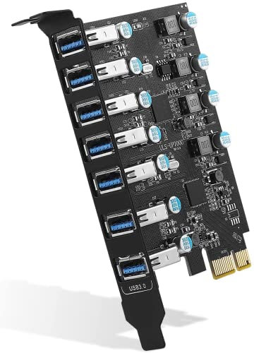 FARBOKO USB PCIe Karte 7-Port, USB 3.0 5Gbps PCIe Erweiterungskarte für Windows 10/8/7/XP und MAC OS 10.8.2 Above
