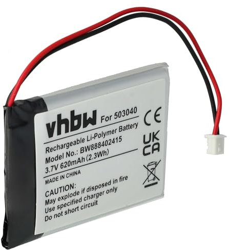 vhbw Batterie Remplacement pour 503040 pour (620mAh, 3,7V, Li-polymère)