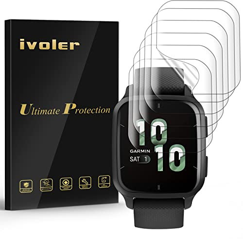 ivoler 6 Stück Schutzfolie Displayschutzfolie für Garmin Venu SQ 2 / SQ 2 Music/SQ/SQ Music, 3D Vollständige Abdeckung [Wet Applied] [Anti-Kratz] [Blasenfrei] HD TPU Weich Folie