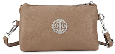 LeahWard Women's Wristlet Purse,Cross Body Bag For Women, Small Messenger Bag, 2 Compartment Cross Body Bag (Khaki)