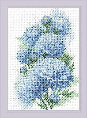 Riolis Kreuzstich Set Zarte Chrysanthemen, Zählmuster, 21x30cm