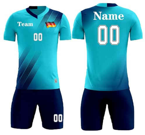 LAIFU Jungen Kinder Fussball Trikot Set Personalisiert Trikot mit Namen Fußballtrikot mit Namen