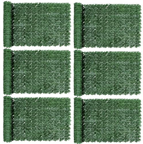 SUNJULY Künstliche Efeu Hecke Sichtschutz, 6 Stück 1m x 3m Balkon Sichtschutz Efeu, Efeu Künstlich, Efeu Sichtschutz Outdoor, Garten Sichtschutz, Rebenblatt Dekoration, UV-beständig für Gartenhecken