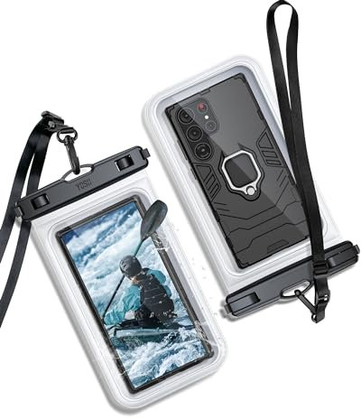 YOSH wasserdichte Handyhülle für Große Handys bis zu 8,5 Zoll, 2 Stück Wasserfeste Handyhülle für Bootfahren SUP, Unterwasser Handytasche für iPhone 16 15 14 Pro Max Samsung S25 S24 S23 Ultra