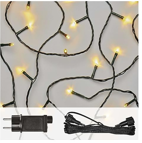 EMOS Connect System Basis Set Standard Weihnachtslichterkette, 10m Lichterkette + 5m Verbindungskabel + Netzteil mit Timer, 100 LEDs, IP44 für Innen und Außen, Warmweiß, 6/18h Leuchtmodus