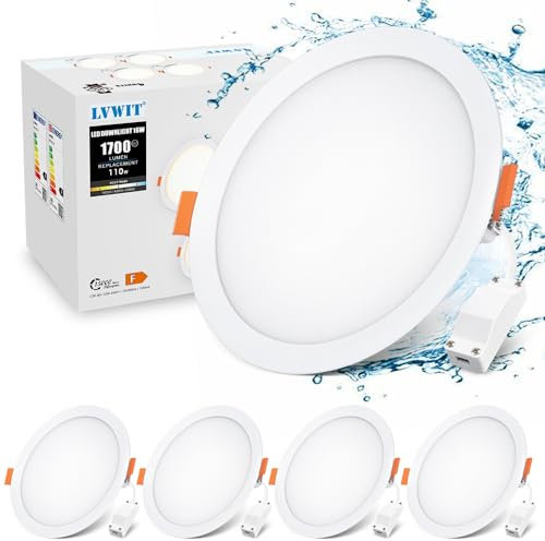 LVWIT Deckenspots Flach 230V, 16W 1700lm LED Einbaustrahler Dimmbar Ultra Flach Deckenstrahler, Warmweiß 3000K Neutralweiß 4000K Kaltweiß 6500K LED Spots für Badezimmer Wohnzimmer, 48mm, 4er Set