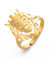 Amaxer Niedlicher Origami Wolf Fuchs gekrönter König der Löwen Ring verstellbar geometrisch ausgehöhlt Edelstahl Fingerring für Unisex Tierliebhaber (Löwe-Gold)