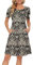 AUSELILY Freizeitkleid Damen Kleider Sommerkleid Kurzarm Plissee Loose Swing mit Knielangen Taschen Boho Floral Schwarz M