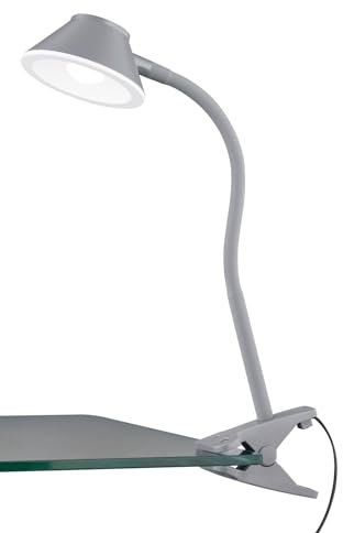 Reality Leuchten LED Klemmleuchte Berry R22191287, Kunststoff titanfarbig, inkl. 3.5 Watt LED, Flexarm