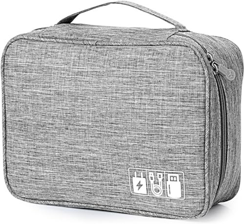 AiQInu Organizer Cavi Borsa da Viaggio Organizzatore Cavi 3 Strati Resistente All'acqua Portatile Porta Cavi Organizer per Caricatore, Chiavetta USB, Auricolare, Power Bank, Hard Disk, Scheda SD