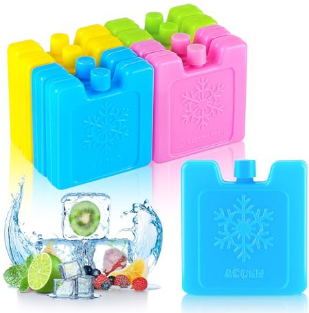 Agoer Lot de 8 Mini Blocs Réfrigérants pour Sac Isotherme 85ML,Pain de Glace pour Glaciere de 4 Couleurs,Bloc Glace pour Glaciere 7,5 x 7,5 cm Accumulateur de Froid Réutilisable pour Voyage,Camping