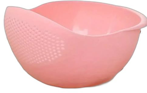Aretro Rice Washer Strainer Bowl Plastic Colander, Rice Wash Bowl (Pink)