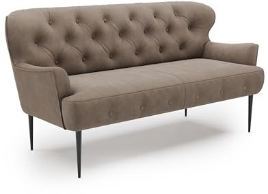 CAVADORE 2,5-Sitzer Küchensofa Amba, Trendige Sitzbank für Küche oder Esszimmer / 173 x 97 x 87 / Flachgewebe: Hellbraun