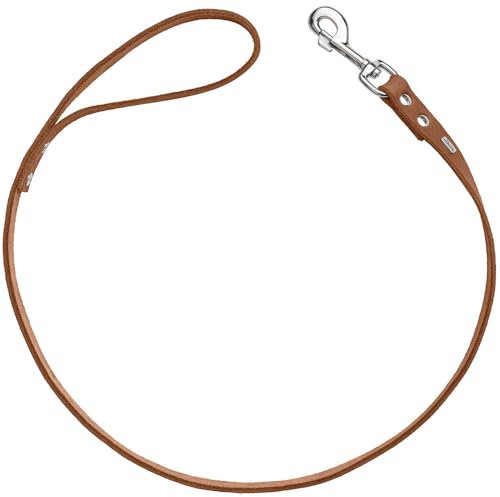 HUNTER Hundeführleine Grenada aus Leder, Farbe: Cognac, handgefertigt in Deutschland, für Training und Alltag, robust, weich, Schlichtes Design, Größe: 20/100, Breite: 2,0 cm, Länge: 100 cm