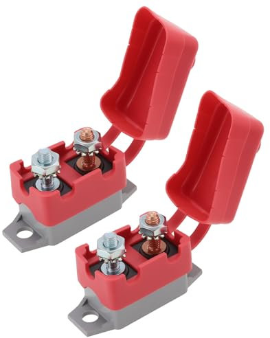 VGOL 2 Set 15A Interruttore Automatico Ripristino Interruttore Automatico 6-48V Fusibile per Doppia Batteria con Bullone di Copertura per Auto Camion Marino RV Autobus Tosaerba Moto Barca
