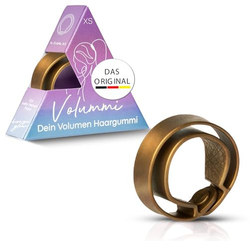 Volummi Haargummi – Innovativer Zopfgummi für sichtbar mehr Volumen im Pferdeschwanz – Starker Halt & schonend für Haare – Das Original Made in Germany [Bronze Glow XS für sehr dünnes Haar]