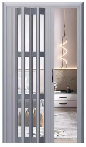 Falttür Falttür mit Metallschienensystem, Schiebetür für Flur Und Speisekammer, Roll-Up-Sichtschutz, Individuell, Extra Breit/Hoch, Einfache Installation, Inklusive Montagezubehör(32x40in(81x101cm))