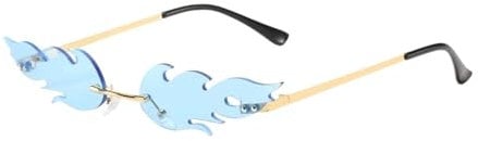 VONCYKI Sunglasses Women Trendy Rimless Metal Frame Anti-Reflective Sun Glasses Novelty Party Cosplay Eyewear(Gold-Pink)