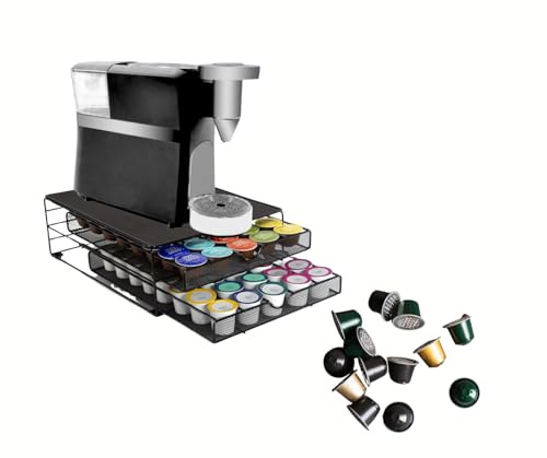 Trendi Dolce Gusto Coffee Pod Holder – Premium Organizer With Double Drawer | Coffee Stand with Space-Saving Design & Non-Slip Feet | Ideal for Kitchen & Office Storage (72)