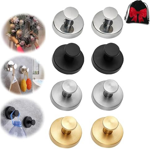 Suction Cup Hooks for Wreaths on Glass,Suction Cup Wreath Hanger,Heavy Duty 15 Suction Cup Wreath Holder No-Drill Hanger Wreath Suction Cups for Front Door (2Pcs Silver(Matte))