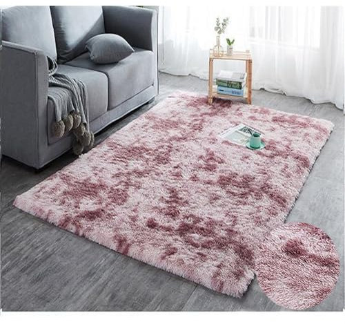 Highdi Tapis de Salon à Poils Longs Tapis Doux et Moelleux Grand Tapis Tapis de Chambre Antidérapant Confortable Tapis Shaggy Kaki Gris pour Chambre Salon Couloir Tie Dye (40x60cm,Rose Clair)