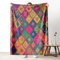 Pggong Boho Floral Gitter Decke 150x200cm, Vintage Ethno Geometrie Kuscheldecke Flauschig, Weiche Flanell überwurfdecke, Orientalisch Exotische Fleecedecke Waschbar Wohndecke für Bett Couch