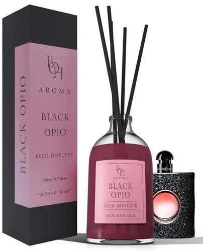 Raumduft Black OPIO | Reed Diffuser mit 5 Duftstäbchen | 100ml | Lufterfrischer mit Duftstäbchen für die Wohnung | Diffuser mit Stäbchen | Raumduft inspiriert von Luxusparfums