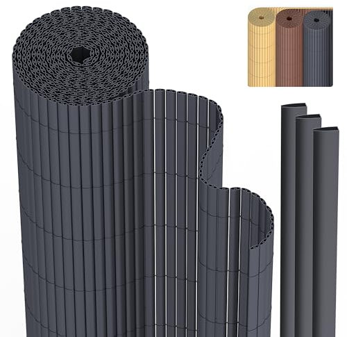 PVC Sichtschutzmatte Sichtschutzzaun 120 x 300 cm Privatsphäre Wetterfest für Garten, Balkon und Terrasse, Sichtschutz mit Strukturierte Oberfläche, Balkonumrandung mit Kabelbindern & Abdeckung