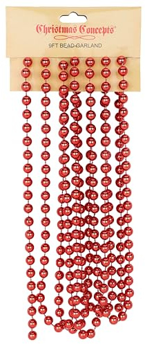 Christmas Concepts® 9ft Christmas Bead Chain - Christmas Bead Garlands - Decorations (Rioja Red)
