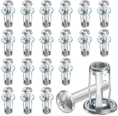 PATIKIL 20Pc Dadi A Farfalla Con Vite Ad Espansione, M5x25 Ancoraggi Per Pareti Cave Ancoraggi Per Porte Cave Per Rivestimenti In Alluminio Tubi In Acciaio Lamiere Di Ferro, Colore Argento