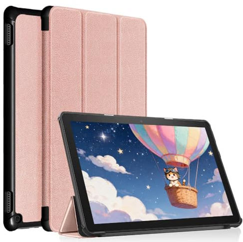 Leichte Tablet Hülle für 10 Zoll (Nur 13. Gen, 2023), TOKILO PU Leder Dreifach Ständer Schutzhülle mit Auto Schlaf/Aufwach, Non für iPad/LG 10 Tablet, Rose Gold