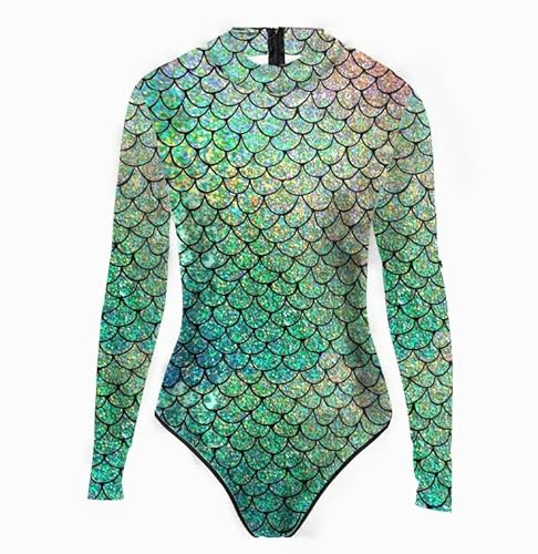 Meerjungfrau Kostüm Damen Meerjungfrauen Body Mit Glanz Fischschuppen Dupe Sexy Badeanzug Fischschuppen Oberteil Faschingskostüme