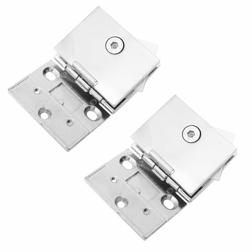 POPETPOP 2pcs Large Arc Glass Door Hinges 90-Degree Zinc Alloy Cabinet Hinge Accessory for Pet Houses, Display Cabinets, and Wine Cupboards