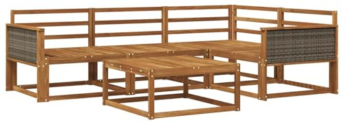 vidaXL Outdoor-Sofagarnitur 5 pcs Natur Massivholz Akazie, Akazienholz Sofa, modernes Outdoor-Möbel, stylische Sectional-Garnitur, wetterfeste Terrasse, Garten Sitzgruppe