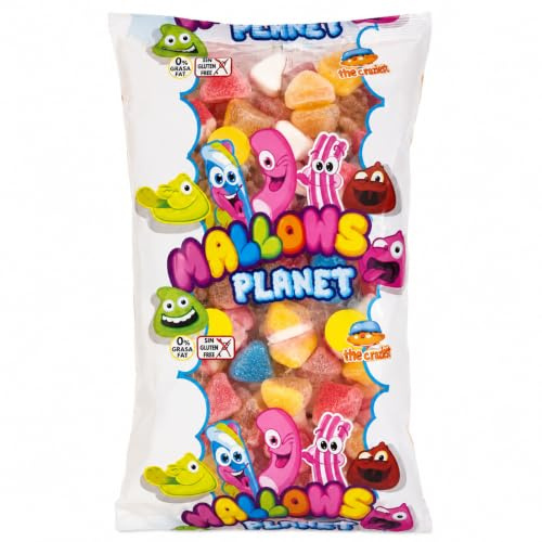 Top Candy Mallows Planet Nubes de Azúcar Surtidas 110 Unidades | Marshmallows Envueltos Individualmente, Gominolas de Espuma Sin Gluten, Bolsa Ahorro