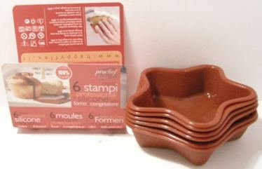 Kuchenform - Backform - Stern - 6 Stück - 100% Silikon - 11,5 cm x 11,5 cm - 3 cm hoch